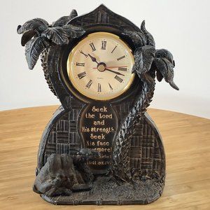 Christian Quartz Clock Out of Africa collection Seek The Lord Resin Mantel Desk